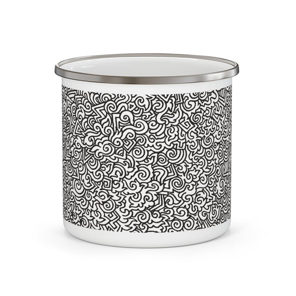 Artistic Enamel Camping Mug, Outdoor Adventure Drinkware, Unique Gift for Campers, Stylish Coffee Cup, Wilderness Travel Mug