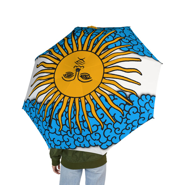 Argentinian Flag Semi-Automatic Foldable Umbrella