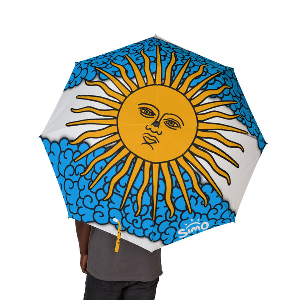 Argentinian Flag Semi-Automatic Foldable Umbrella